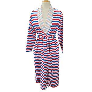 Striped Red, Blue, and White Women's Robe